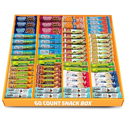 Paquete de variedad de barras de granola a granel - Caja de aperitivos variada de barras de granola saludables para aperitivos de oficina y barras