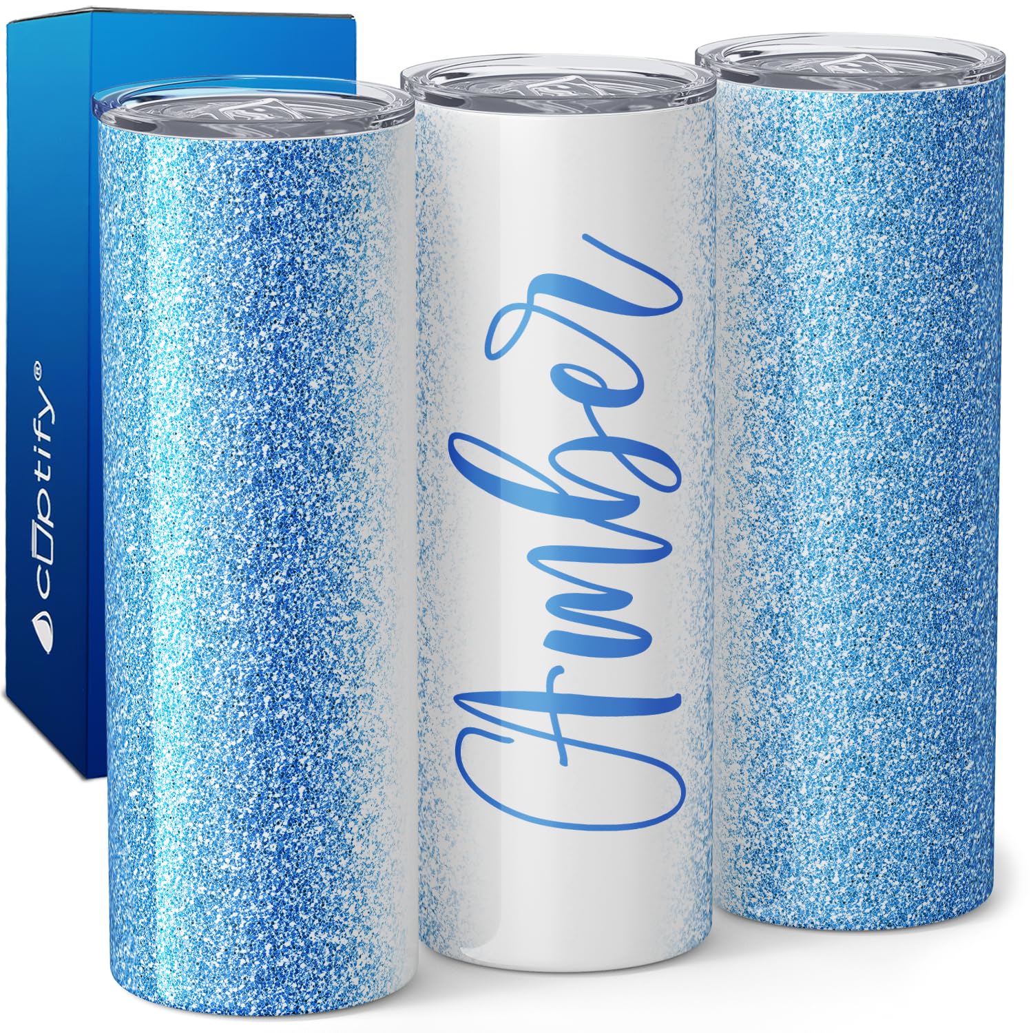 Personalized Tumblers with Straw and Lid Laser Engraved Name on Aqua Gloss 20 oz Stainless Steel Skinny Custom Cups for Women, Mothers, Sisters and Best Friends