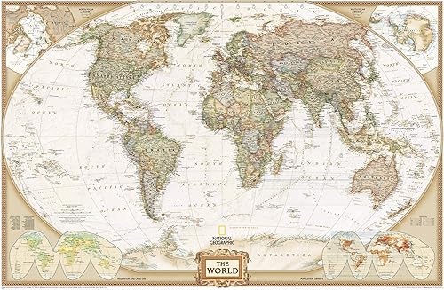 National Geographic World - Mapa ejecutivo de pared, estilo antiguo, 46 x 30.5 pulgadas, impresión de calidad artística