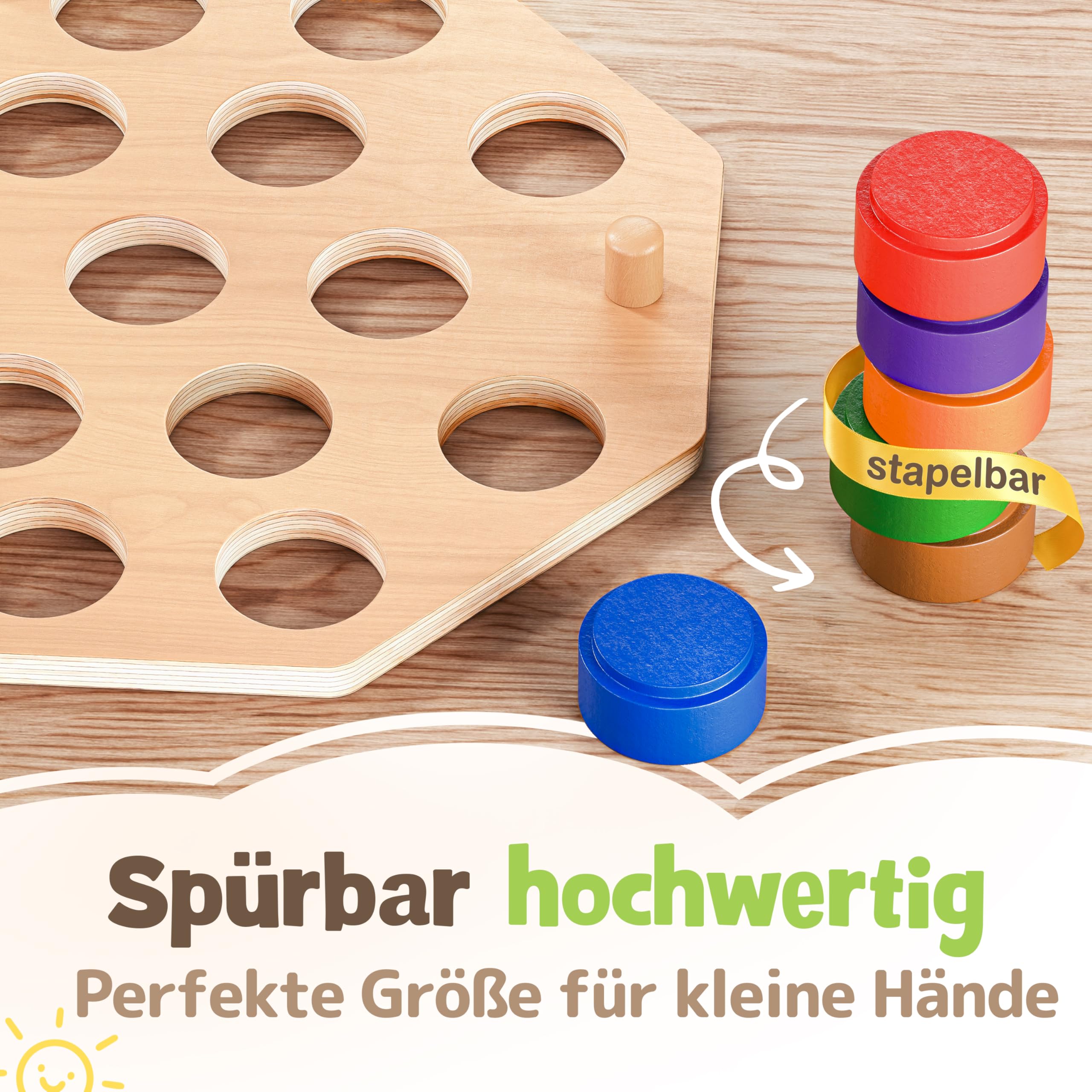 Farblernstation - Farben Lernen Steckspiel ab 2 Jahren - Montessori Spielzeug für Mädchen & Jungen - FSC® 100% Holz - Pädagogisches Kinder Farbenspiel - Lernspielzeug - Spiel Kleinkind