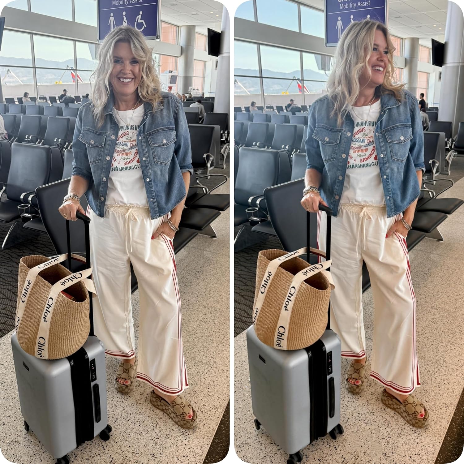 Womens Casual Wide Leg Side Striped Pant Drawstring Elastic Waist Lounge Palazzo Pants with Pockets - Image 6