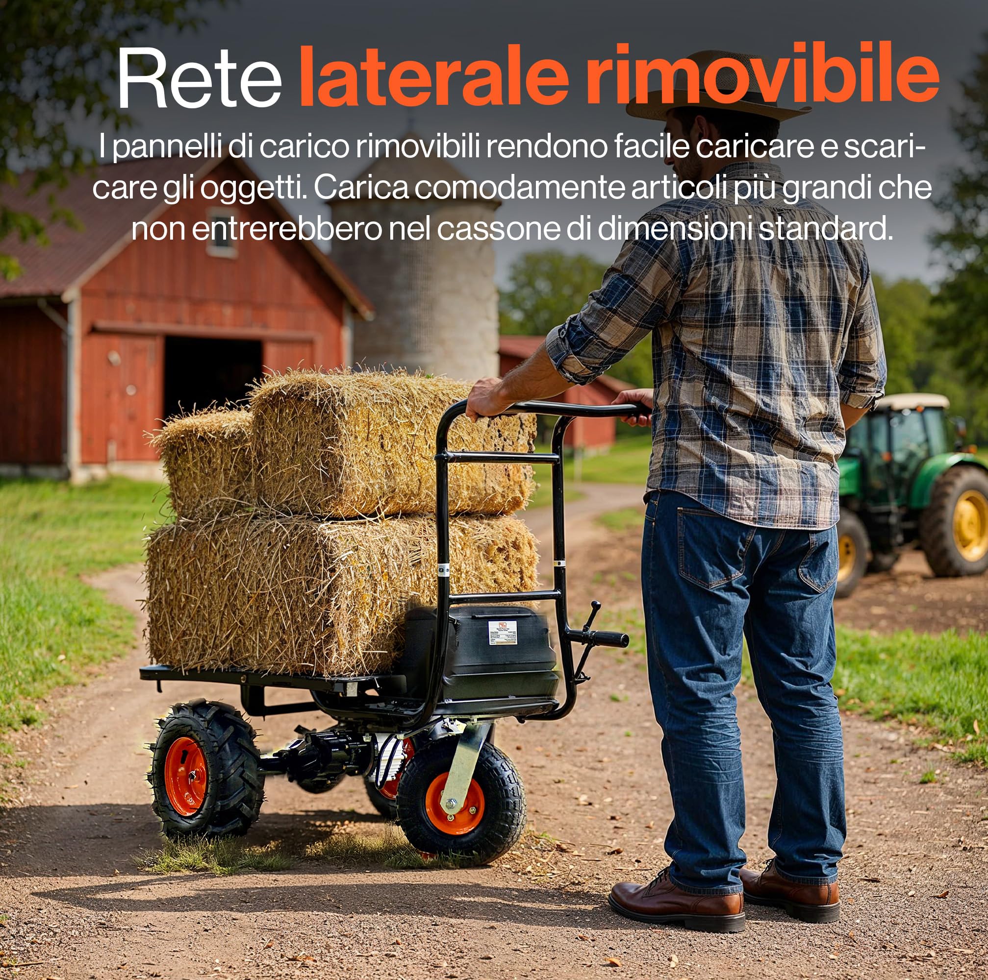 SuperHandy Carriola elettrica Utility 48 V, carico 230 kg, trazione 460 kg