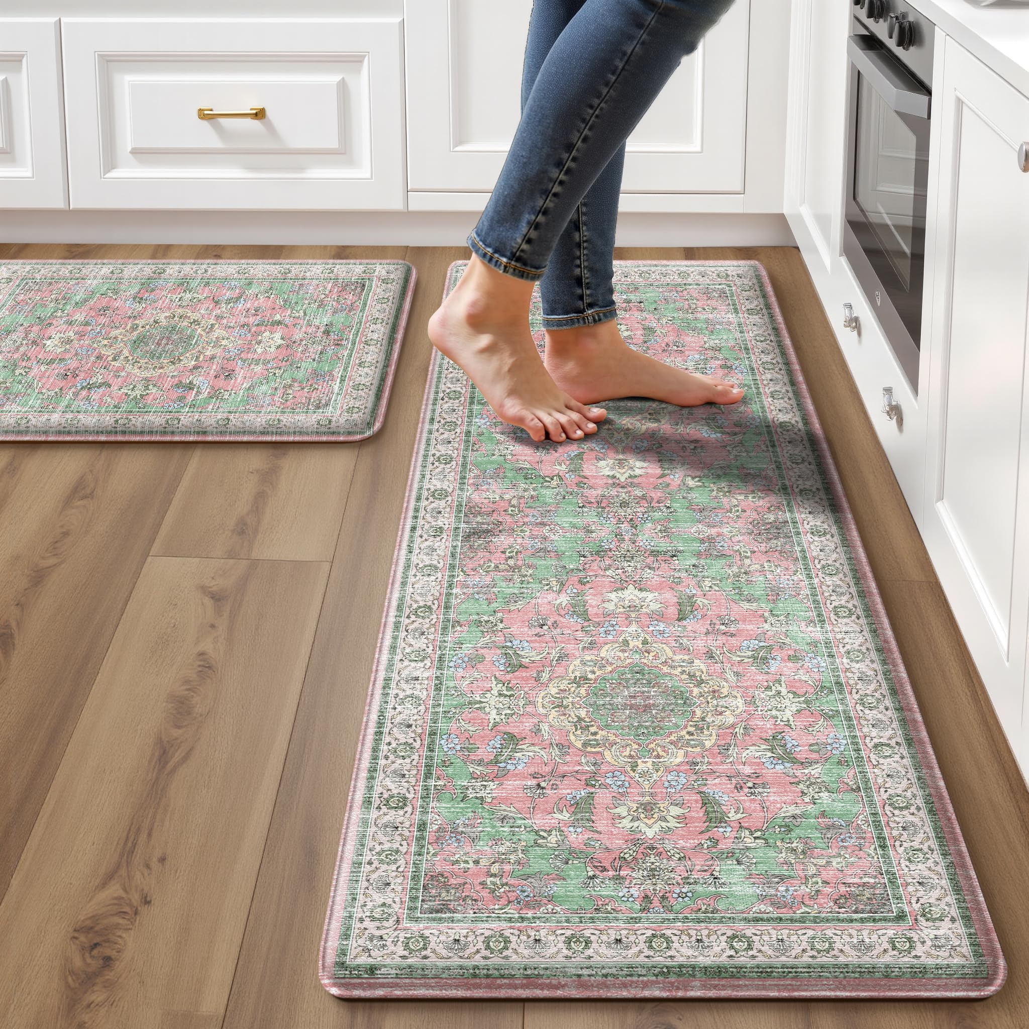 Boho Kitchen Mats - Beige Tan, Anti-Fatigue Rugs -9 Boho Kitchen Mats - Beige Tan, Anti-Fatigue Rugs -9