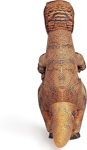 Miniatura 4 de Spooktacular Creations Disfraz inflable para niños, disfraz realista de T-rex de cuerpo completo, disfraces de dinosaurio marrón, divertido traje