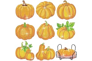Autumn Coasters: 8-Piece DIY Diamond Painting Kit for Fall Decor