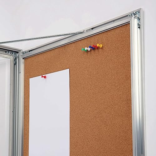 Miniatura 4 de M&T Displays Tablón de anuncios de corcho cerrado de 22 x 28 pulgadas, plateado, 1.06 pulgadas, aluminio con cerradura, resistente a la intemperie,