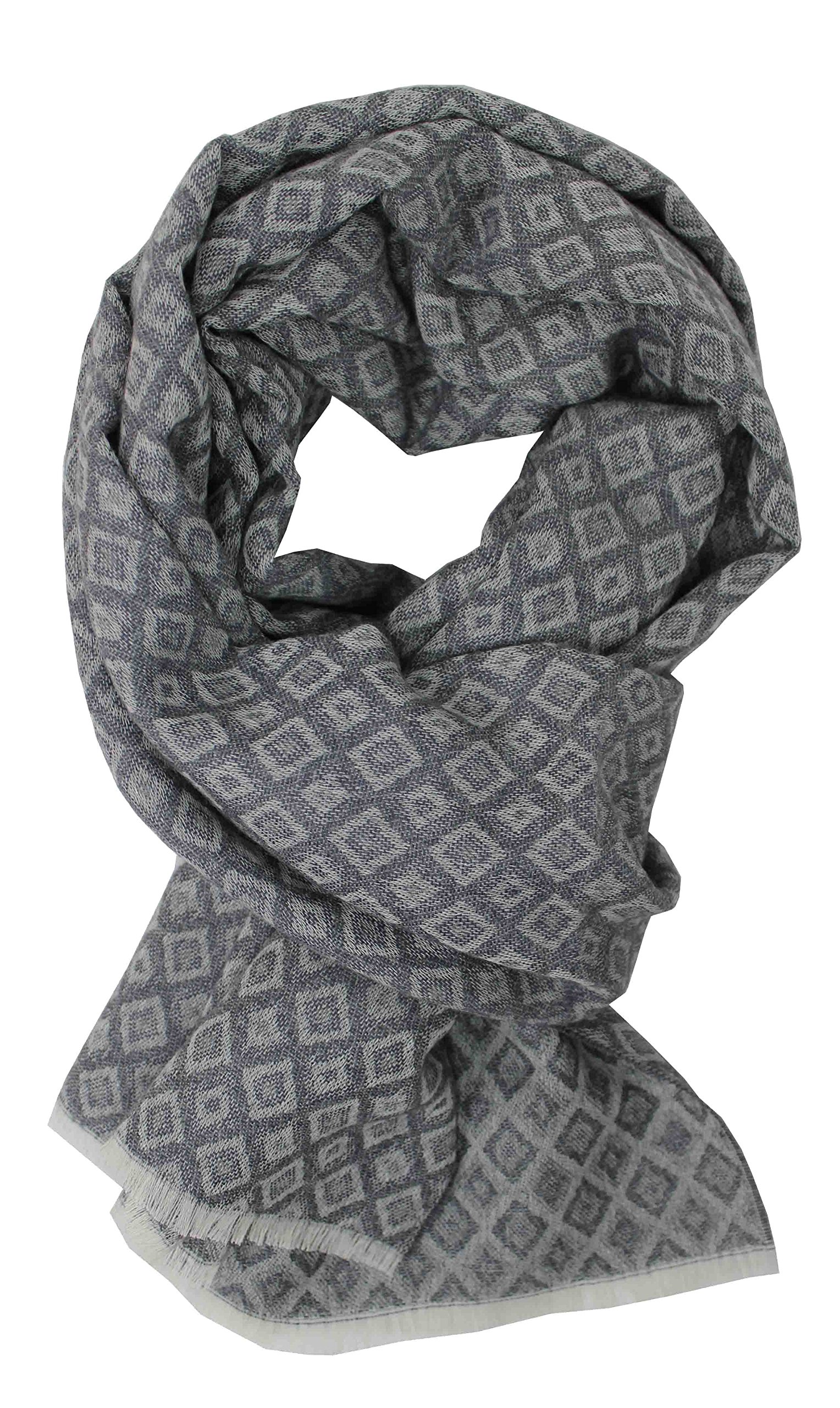 Sciarpa In Lana Rotfuchs, Tessuta, Jacquard Grigia, 180 X 60 Cm, Made In Germany, Lavaggio A Mano - 3