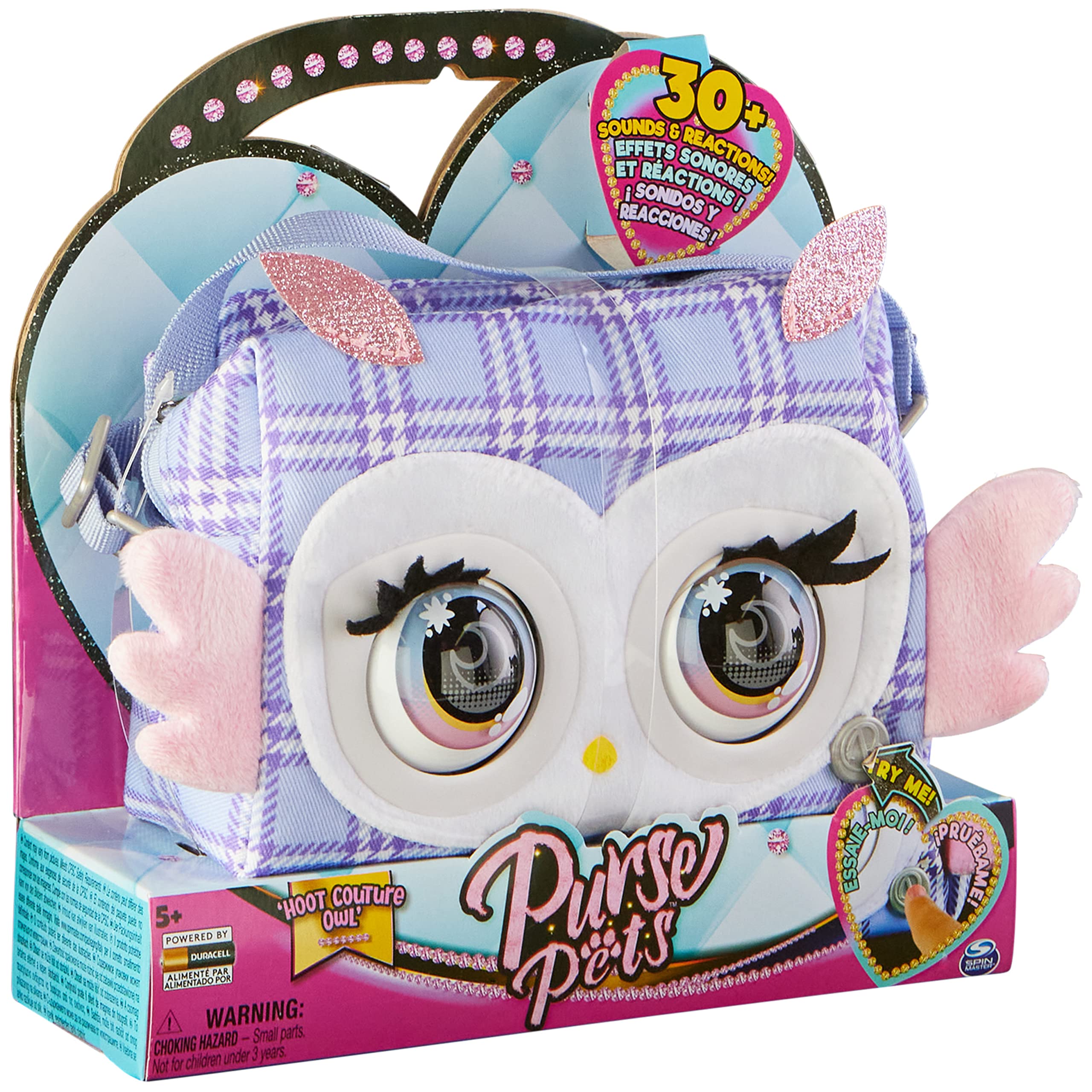 Purse Pets Print Perfect Eule - interaktive Tiertasche mit 30+ Geräuschen, Blinzeln, Musik und Spielen, ab 5 Jahren