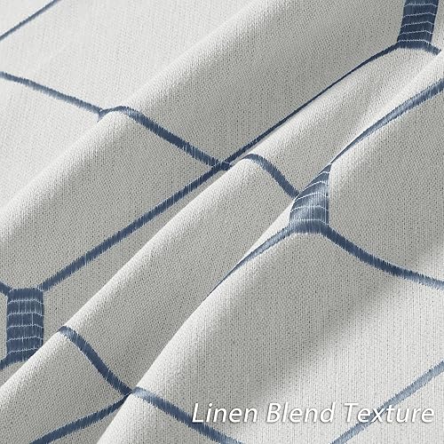 Miniatura 5 de Cortinas de oscurecimiento de habitación con patrón gómetrico negro de 96 pulgadas de largo para sala de estar, juego de 2 paneles, decoración