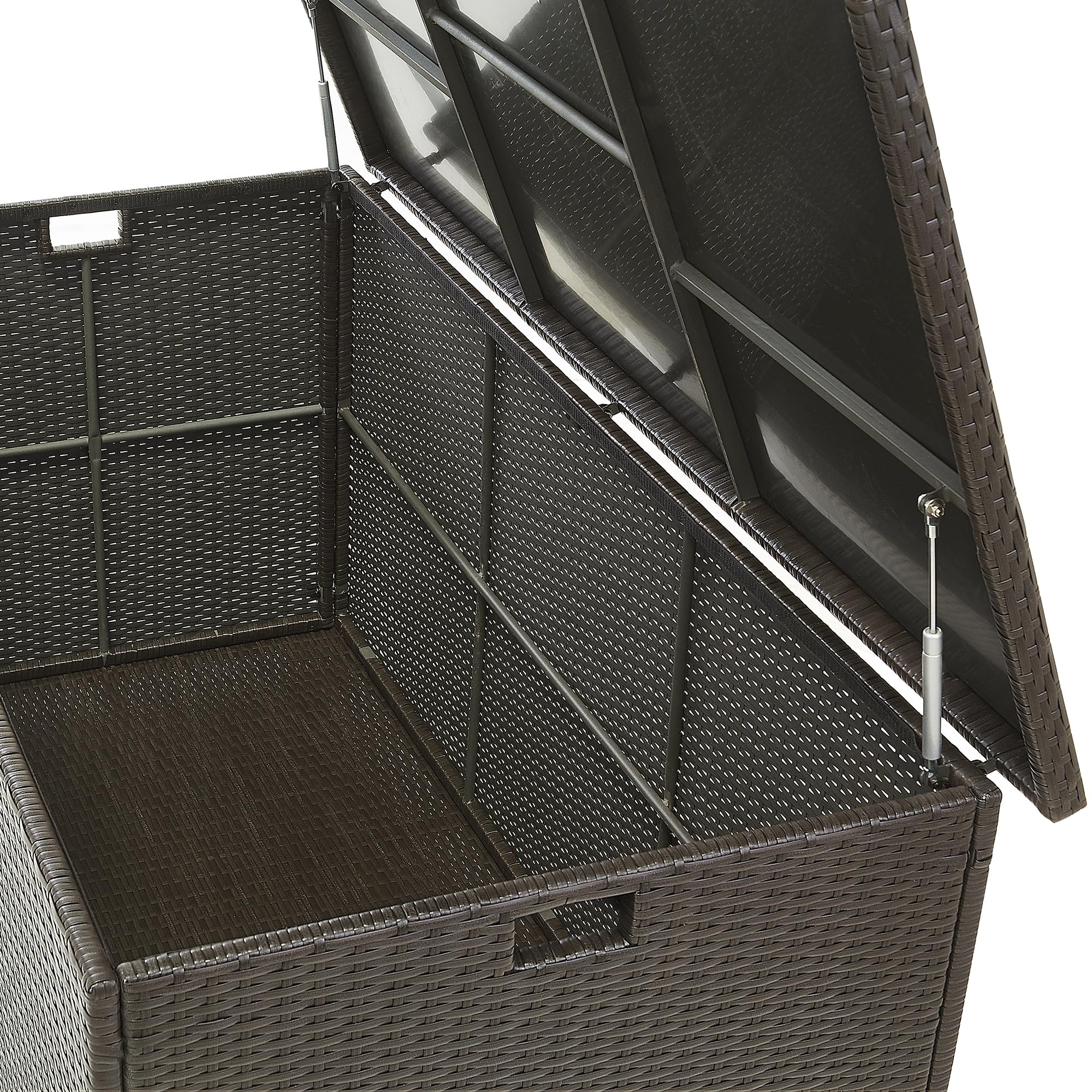 Beliani Coffre de Rangement Extérieur 155 x 75 cm en Rotin Marron Idéal pour Stockage d'Accessoires de Jardin et Coussins Durable et Décoratif