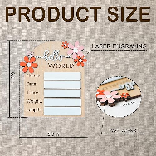 Miniatura 8 de Letrero de anuncio de bebé, letrero de Hello World para recién nacido, letrero de anuncio de nacimiento para hospital, letrero de bienvenida para