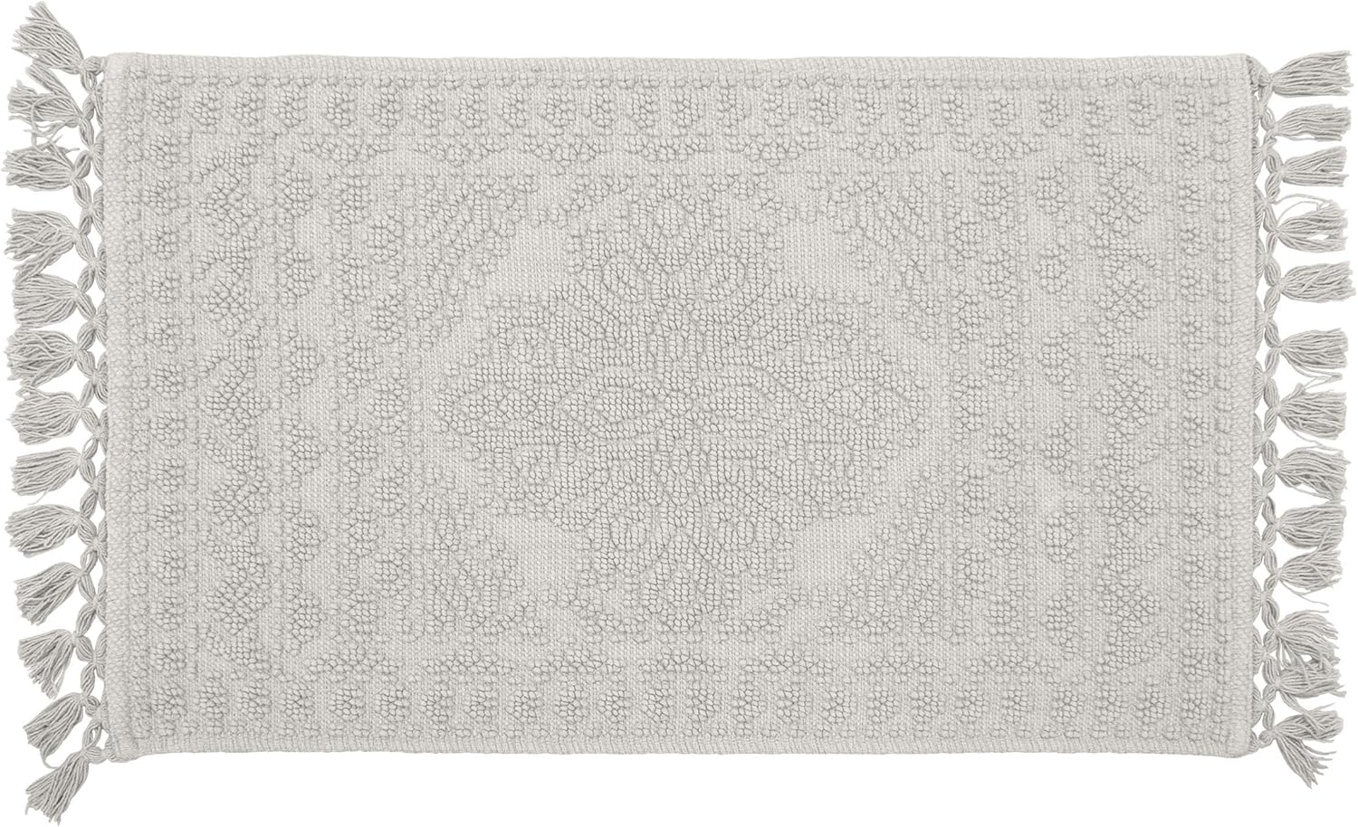 French Connection Nellore Bathroom Rugs, Woven and Beaded Bathroom Mats, Durable Non-Slip Bath Rugs, Thick BathMats for Bathroom and Shower Rugs, 17" x 28", Light Grey Light Grey 17"x28"