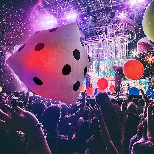 Miniatura 4 de Glow Fever Paquete de 2 dados inflables gigantes iluminados de 24 pulgadas que brillan en la oscuridad para juegos amplios en interiores y