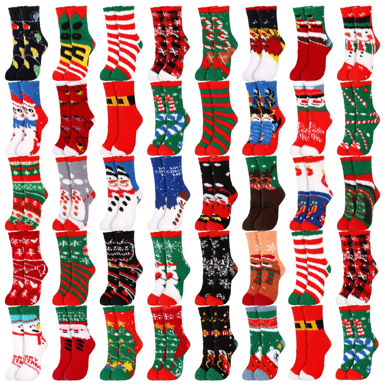 Jeyiour Lot de 36 chaussettes de Noël en coton tricoté pour femme - Cadeau de Noël amusant