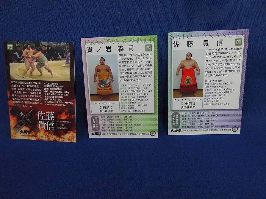 Sumo様　3点セット Amazon.co.jp: Sumo Card 貴乃花 Room 2 関取 Cards, 3 Piece