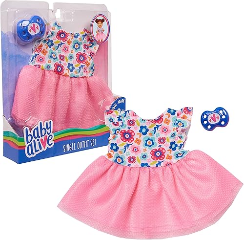 Just Play Baby Alive - Conjunto de traje individual, vestido floral para muñecas de bebé, verde azulado con flores, muñeca no incluida