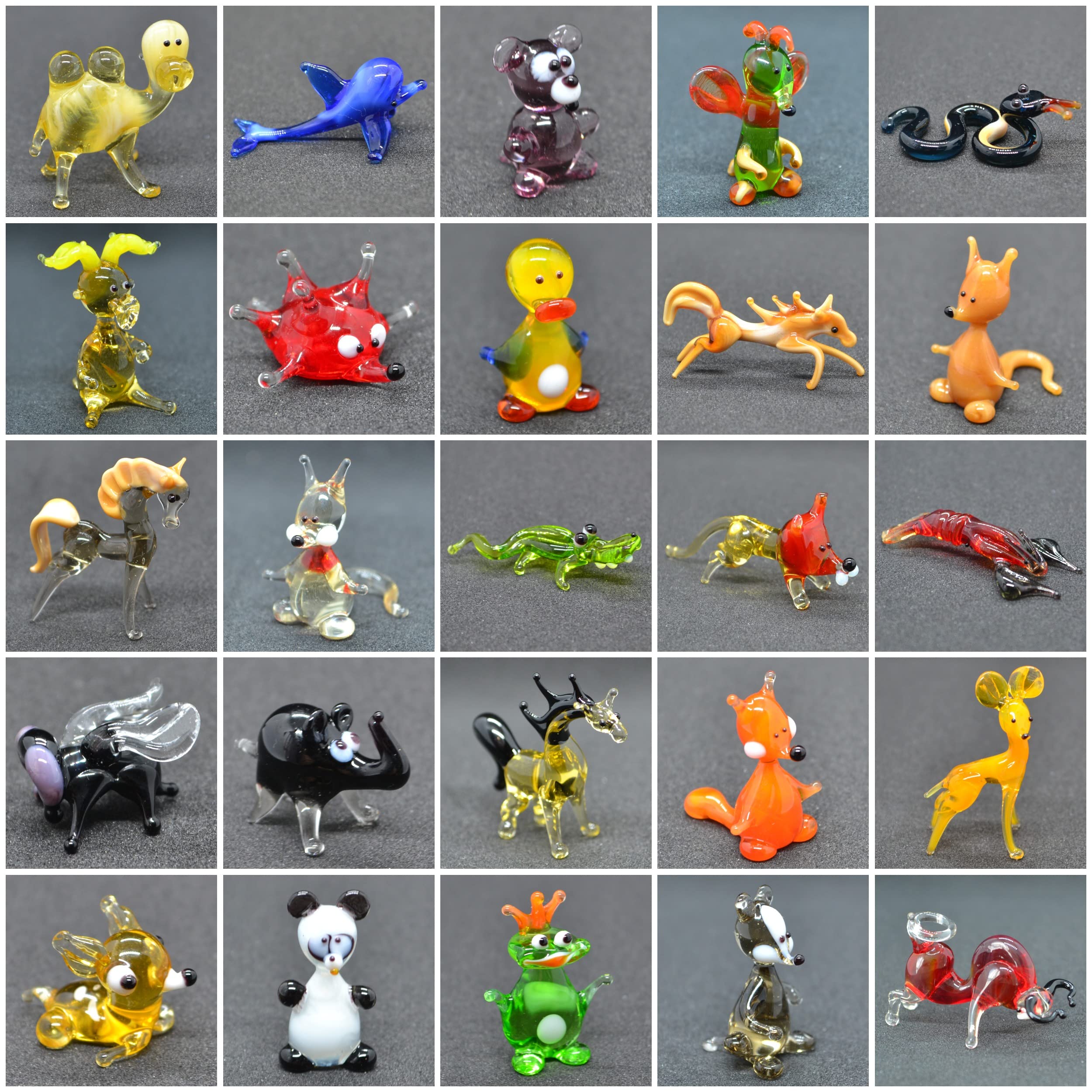 Amazon.com: Set of 50 Tiny Glass Animal Figurines (1”) – Hand