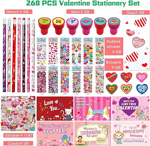 Miniatura 2 de 268 unidades de regalos para el día de San Valentín para niños, tarjetas a granel para el día de San Valentín para niños, bolsas de regalos de