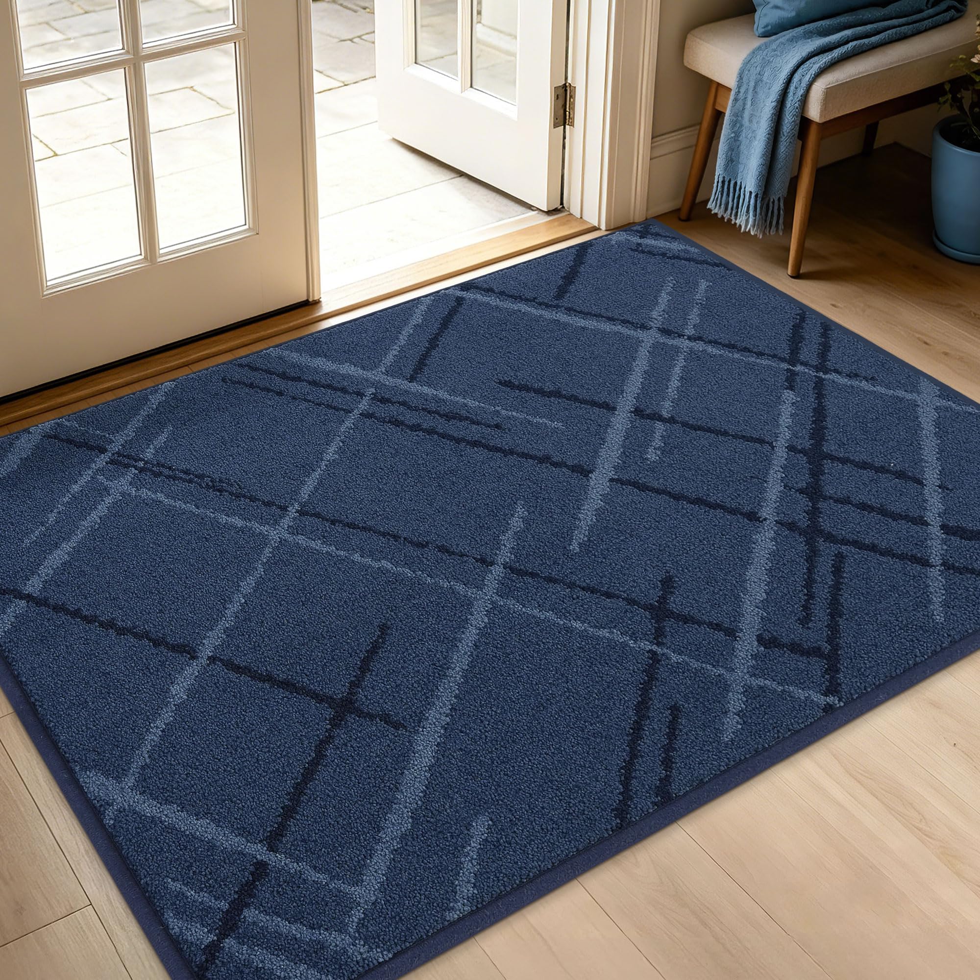 BEQHAUSE Blue Door Mat - Non-Slip Entryway Rug -11