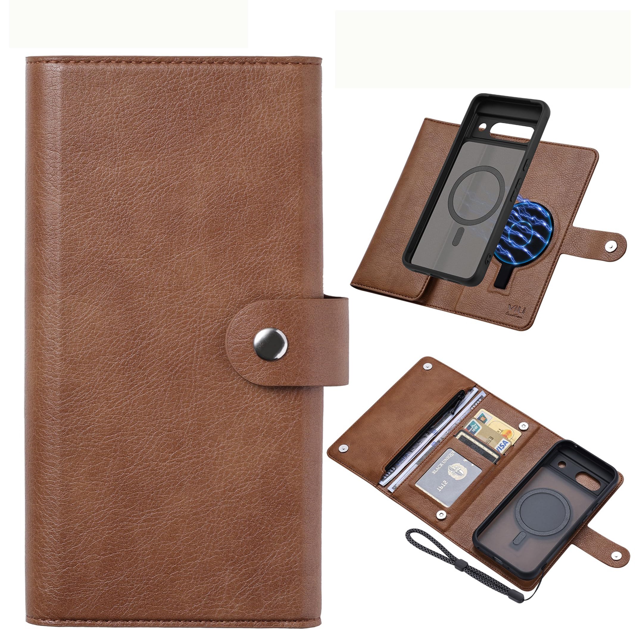 Amazon.co.jp: ViLi-GVB Google Pixel 8a 対応 2in1 財布 カード収納