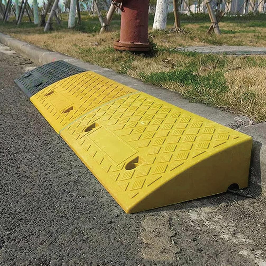 Negro,49x27x10 cm,Rampa Portátil De Plástico Ligero para Bordillos,Rampa De Plástico De Alto Rendimiento para Remolques De Coches,Camiones,Motocicletas, Sillas De Ruedas,1 Unidad