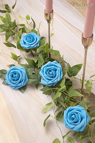 Miniatura 9 de MACTING 60 rosas artificiales, flores de lavanda de tacto real para ramos de bricolaje, boda, fiesta, baby shower, hogar, decoración del día de San