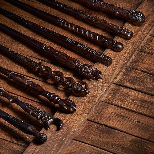 Miniatura 39 de Handicraftviet Varitas de madera tallada a mano para pájaros de 15 pulgadas para brujería coleccionable y cosplay, varita mágica regalo para niños y