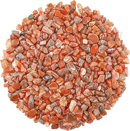 Vista 112 de ZHIYUXI Piedras de cristal de cornalina para pecera, grava, jarrón de relleno, cristales triturados, cristales curativos pulidos, piedra de cuarzo K