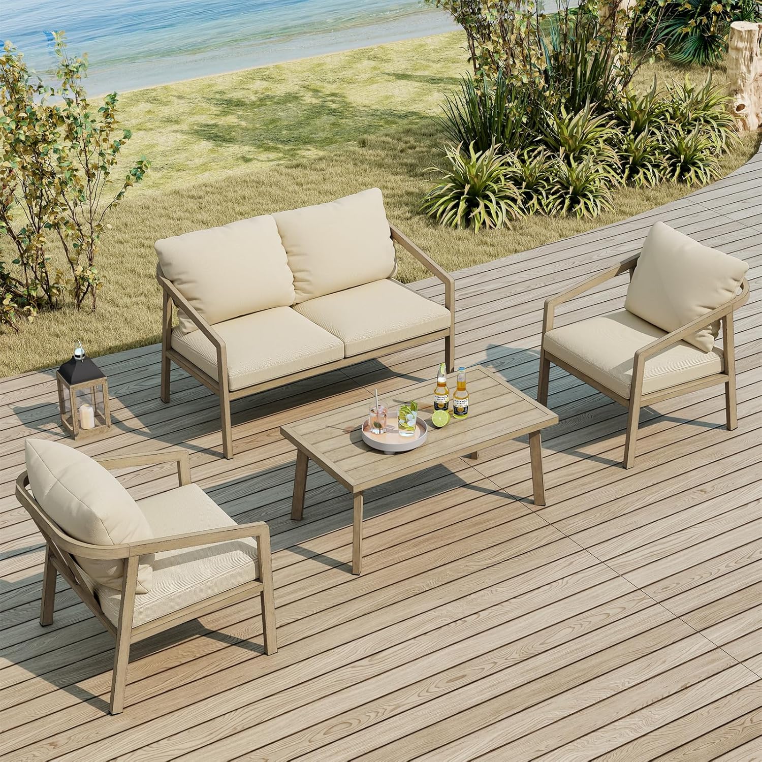 SeeHill 4-Piece Never-Rust Aluminum Patio Conversation Set Review for Backyards & Decks