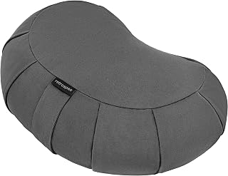 Retrospec Sedona Zafu Meditation Cushion - Adjustable Buckwheat Hull Fill, 17in Crescent Cotton Cover for Yoga & Pilates Support