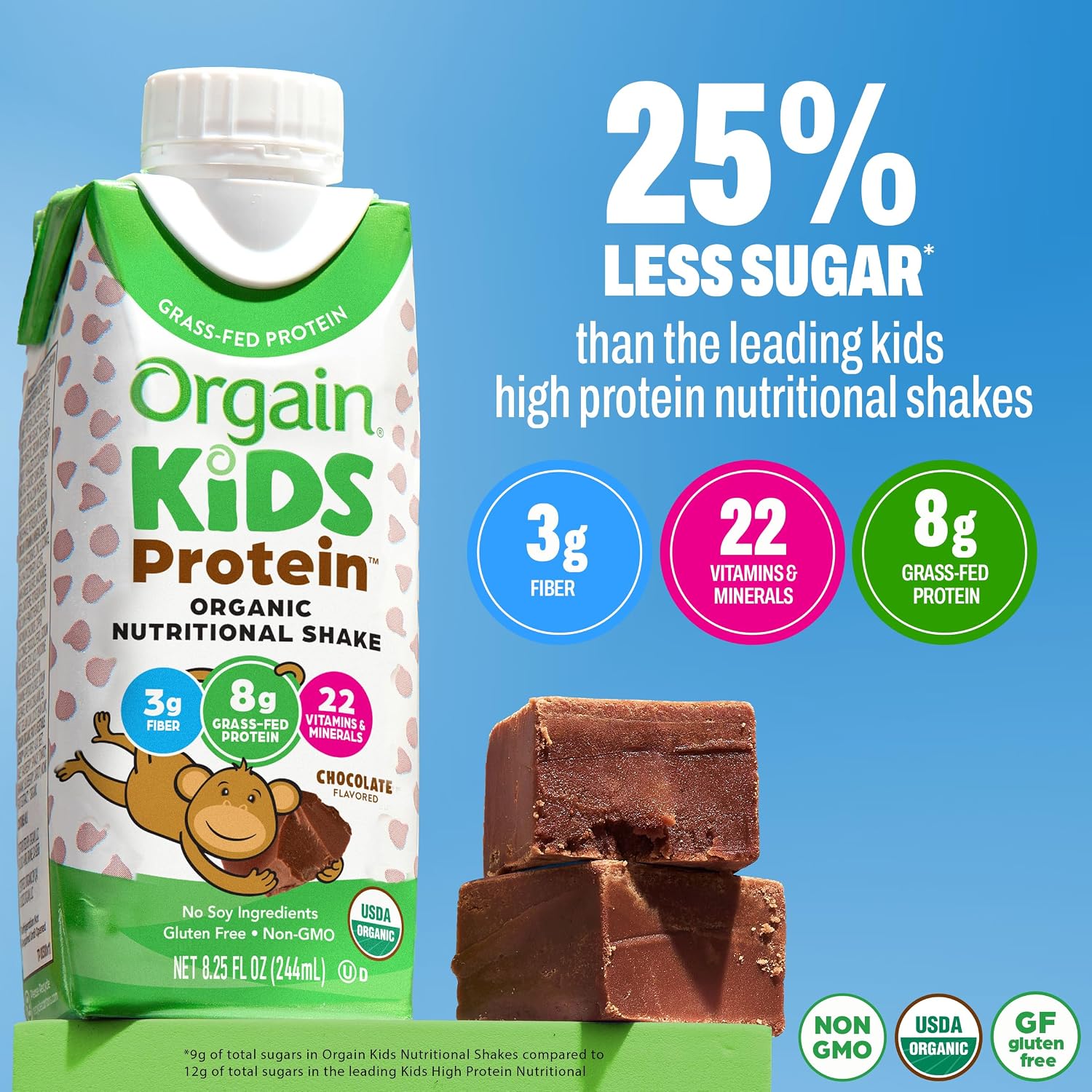 Orgain Organic Kids Dairy Nutritional Protein Shakes, Chocolate 12‑Pack + Vanilla 12‑Pack, 8g Protein, 3g Fiber, 22 Vitamins & Minerals, No Soy Ingredients, Gluten Free, Non‑GMO, 8.25 fl oz