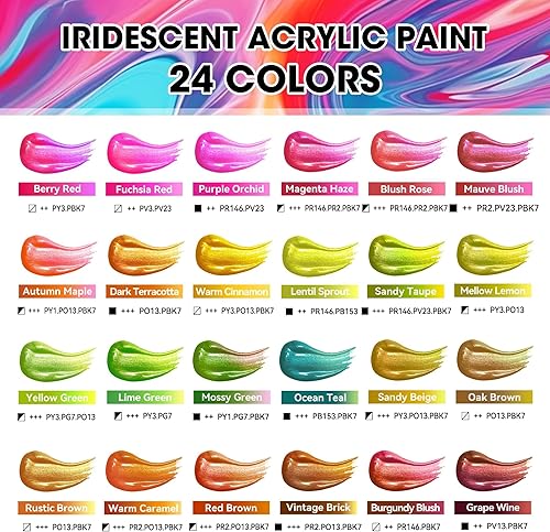 Miniatura 2 de Juego de pintura acrílica, kit de 49 piezas de suministros de pintura incluye 24 pinturas acrílicas, 15 pinceles de pintura, tableros de lienzo,