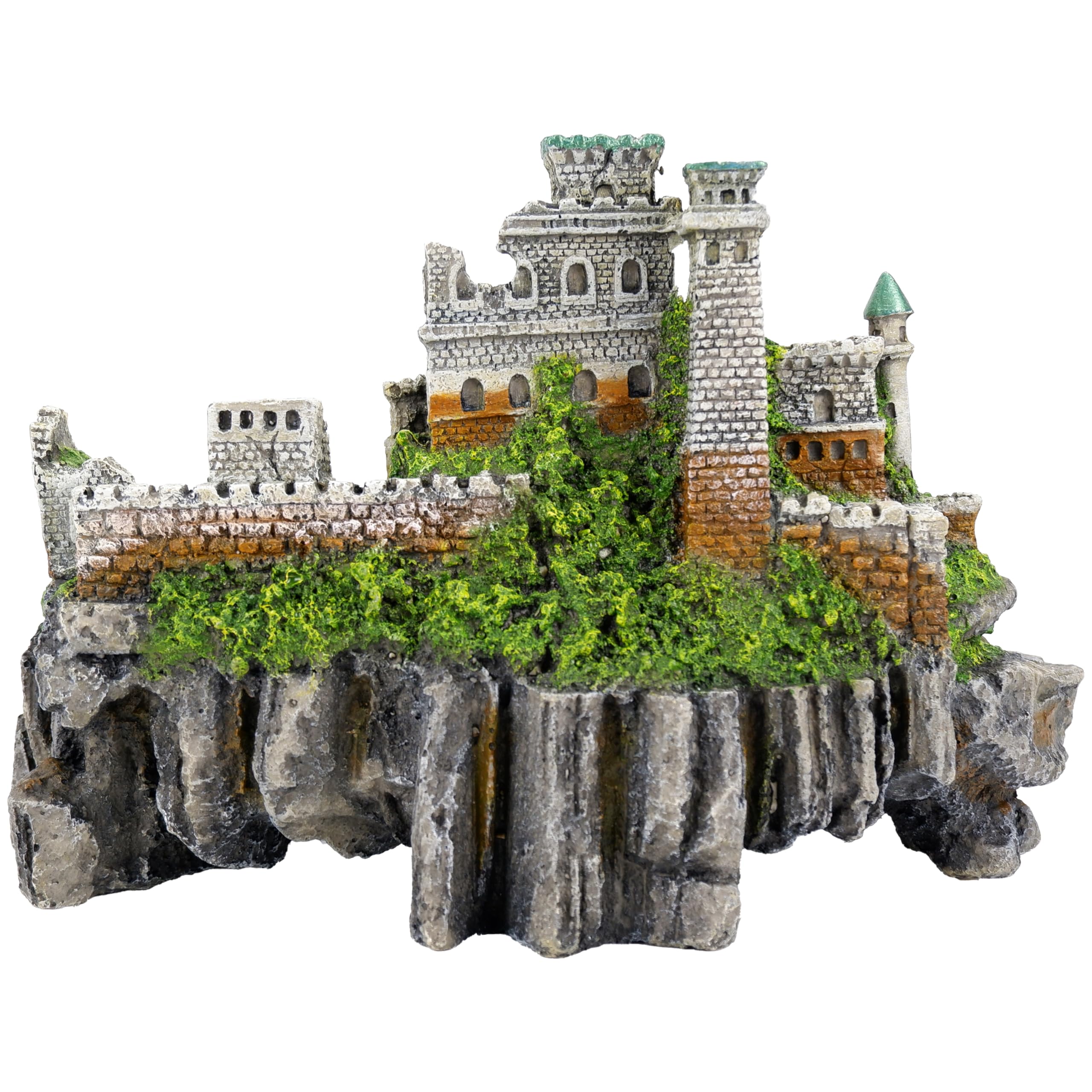 Classic Adorno de Acuario de ruina de Castillo de acantilado, decoración Grande de Mago, 375 x 223 x 250 mm