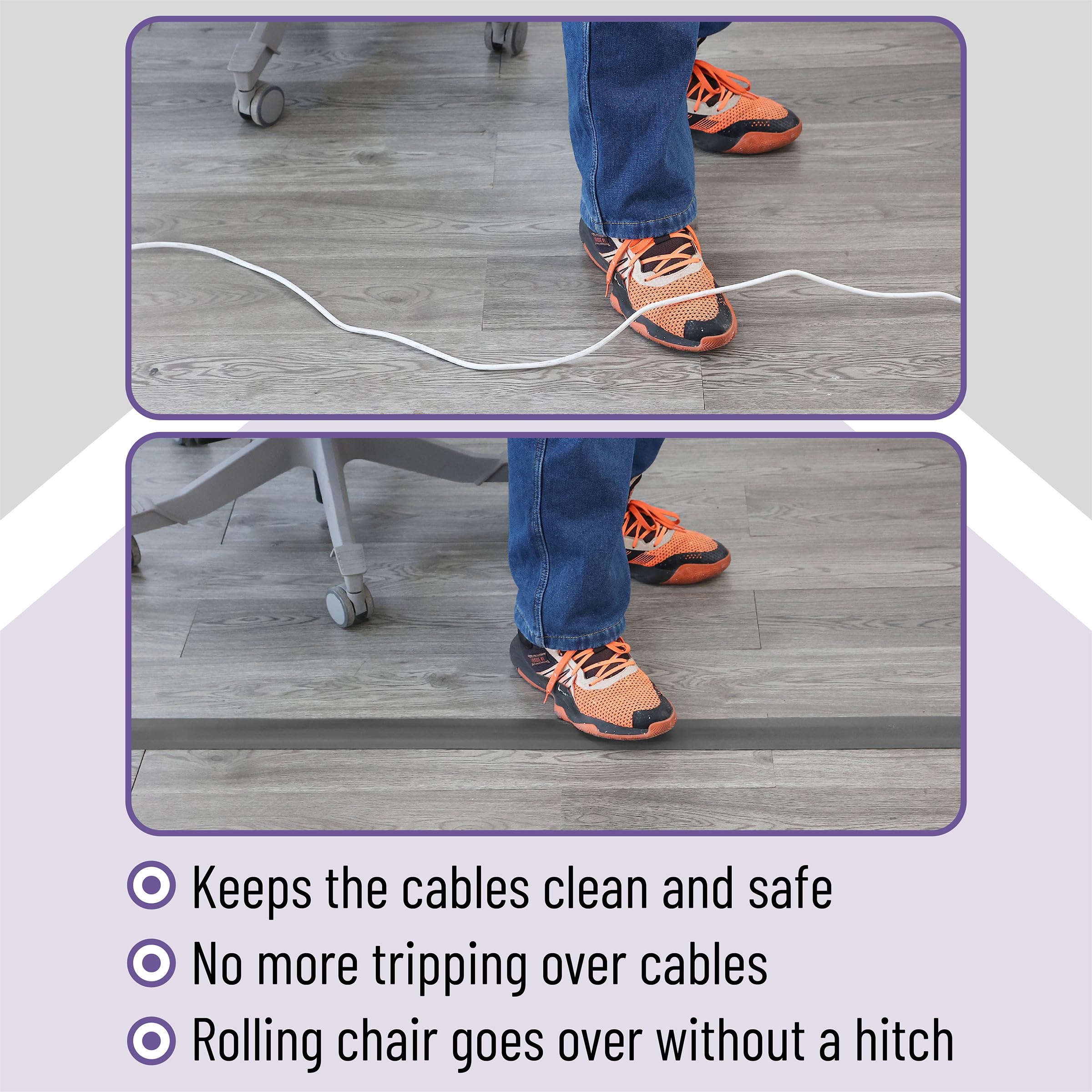 Bates- Cubierta de cable de suelo, cubierta de cable de 6 pies, cubierta de cable, protector de cable, cubierta de cable de suelo, piso de ocultación de cables, cubierta de cable de extensión,