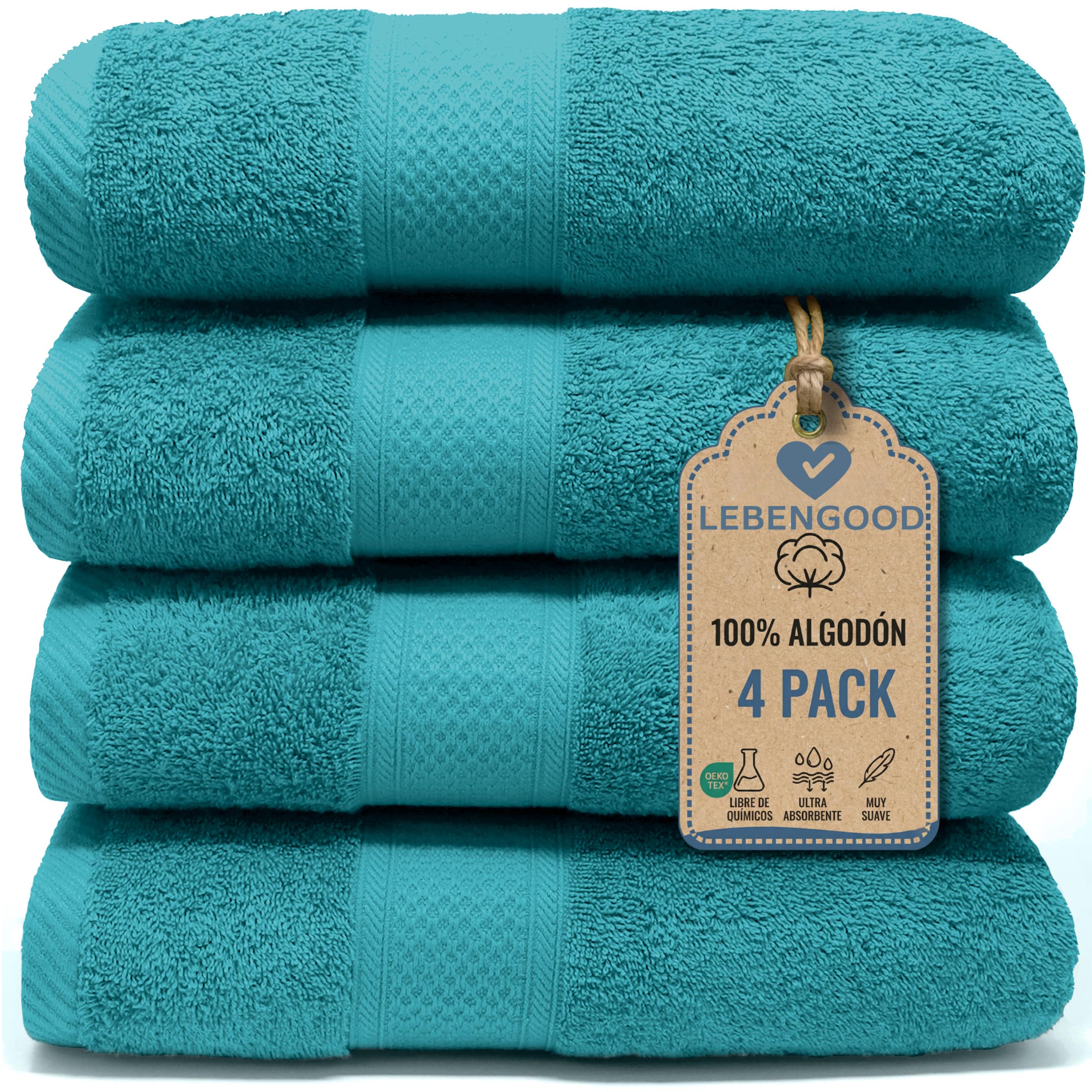 LEBENGOOD Juego de Toallas Baño y Lavabo 100% Algodón Premium 550gsm | Toallas Suaves, Absorbentes y Resistentes para D…