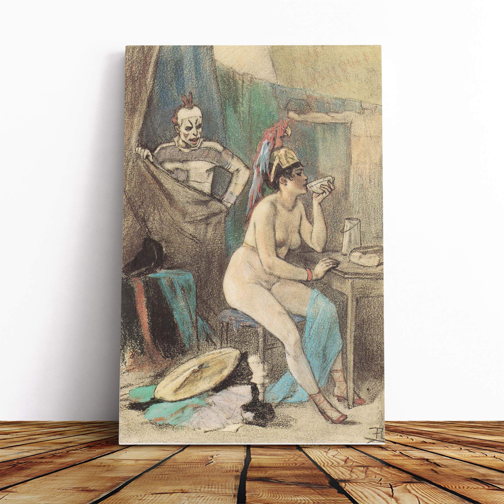 Felicien Rops The Circus Canvas Print | Gallery Wrapped 30mm Frame Wall Art | 30x20 inches | Ready to Hang | Modern Picture | Living Room Bedroom Lounge Office