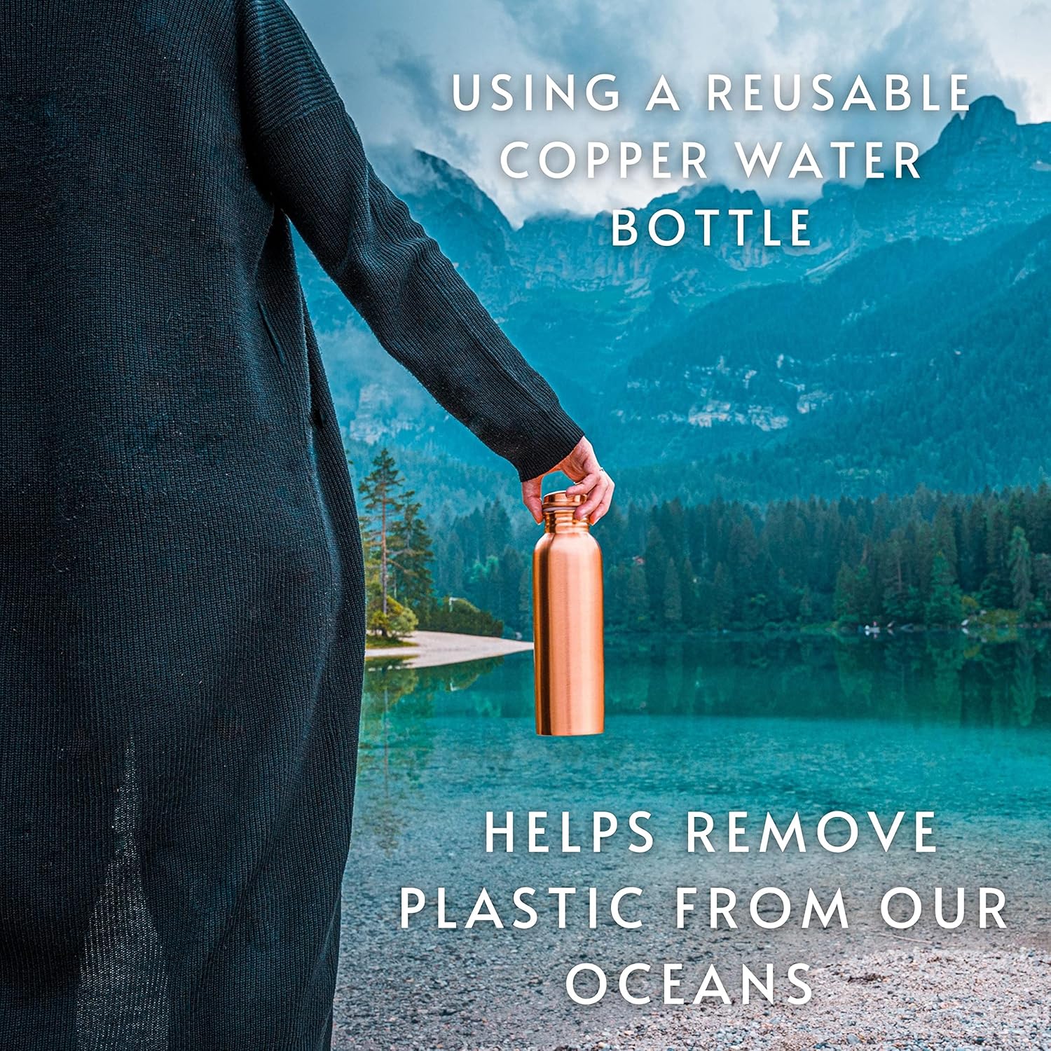 Copper Water Bottle - 34oz Smooth Design - A Handcrafted Ayurvedic Pure Copper Vessel For Drinking - Drink More Water, Lower Your Sugar Intake And Enjoy The Health Benefits - Image 6