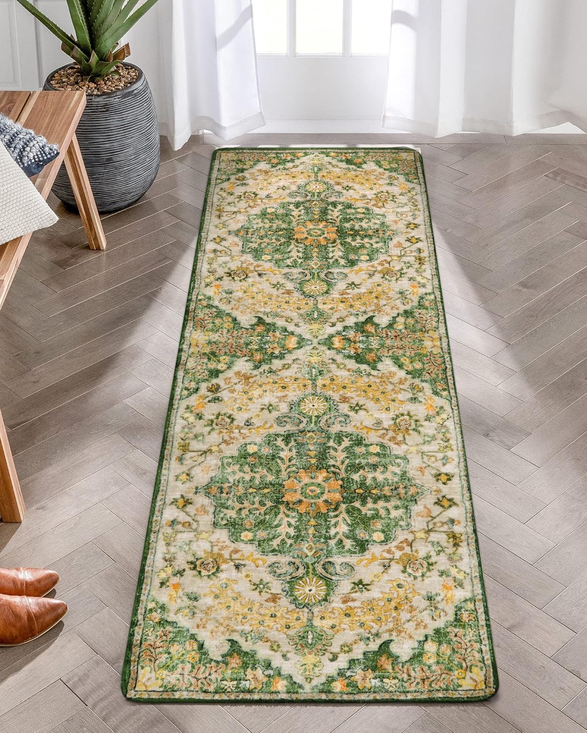 Lahome Bohemian Floral Medallion Runner Rug 2x6 Washable