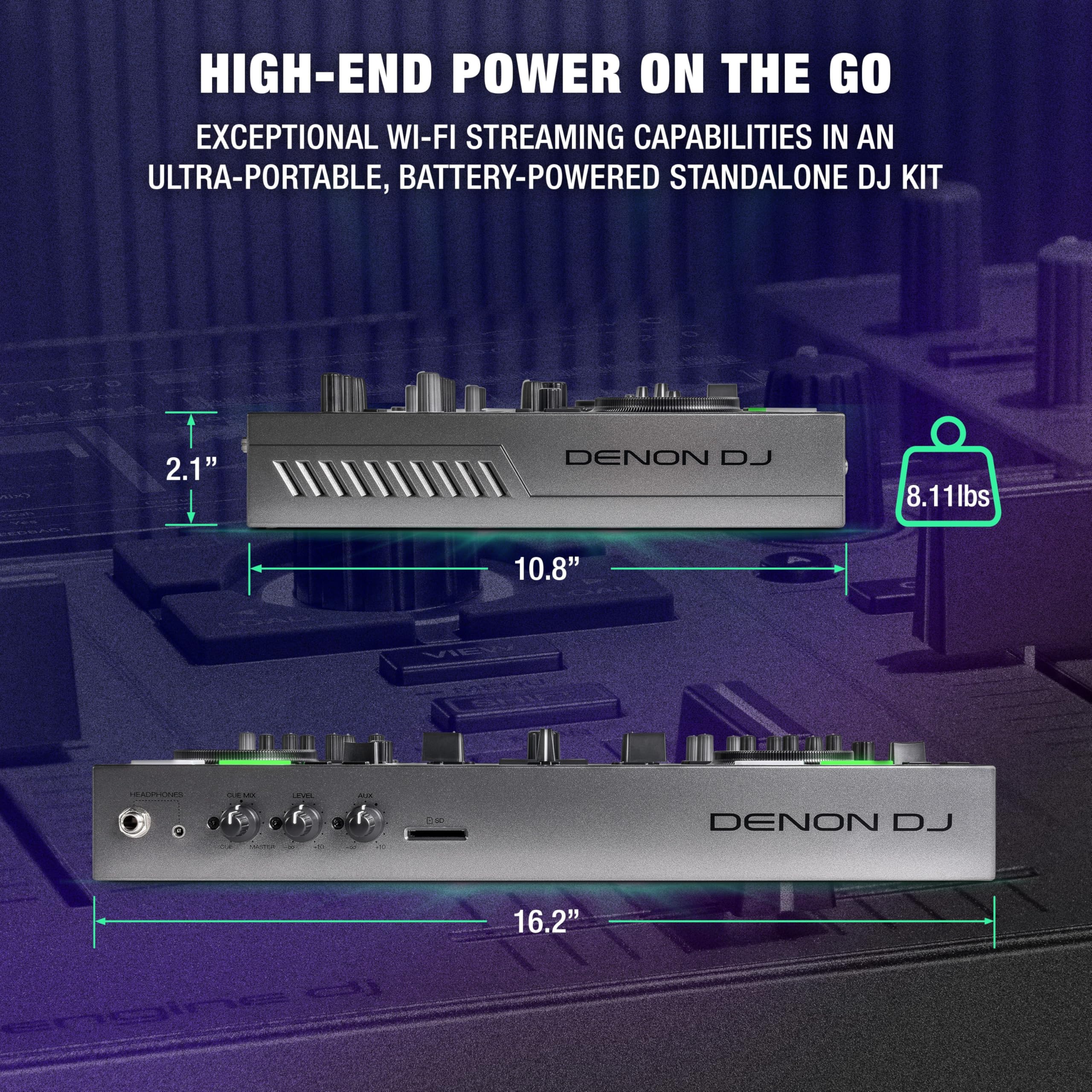 Denon DJ PRIME GO+ Controller DJ 2 deck Wi-Fi Bluetooth touchscreen 7" batteria