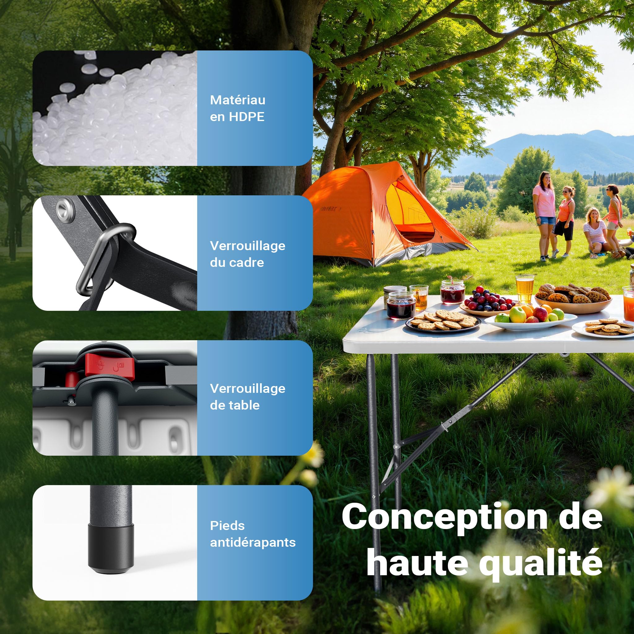Toboli Campingtisch klappbarer Partytisch Klapptisch Tisch Gartentisch 120x60x74cm Weiß