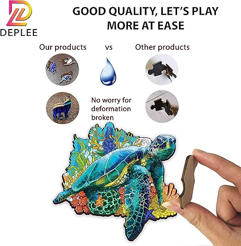 Miniatura 7 de DEPLEE Rompecabezas de madera para adultos, rompecabezas de madera de tortuga, 246 piezas, 14.6 x 15.6 pulgadas (14.6 x 15.6in), rompecabezas de