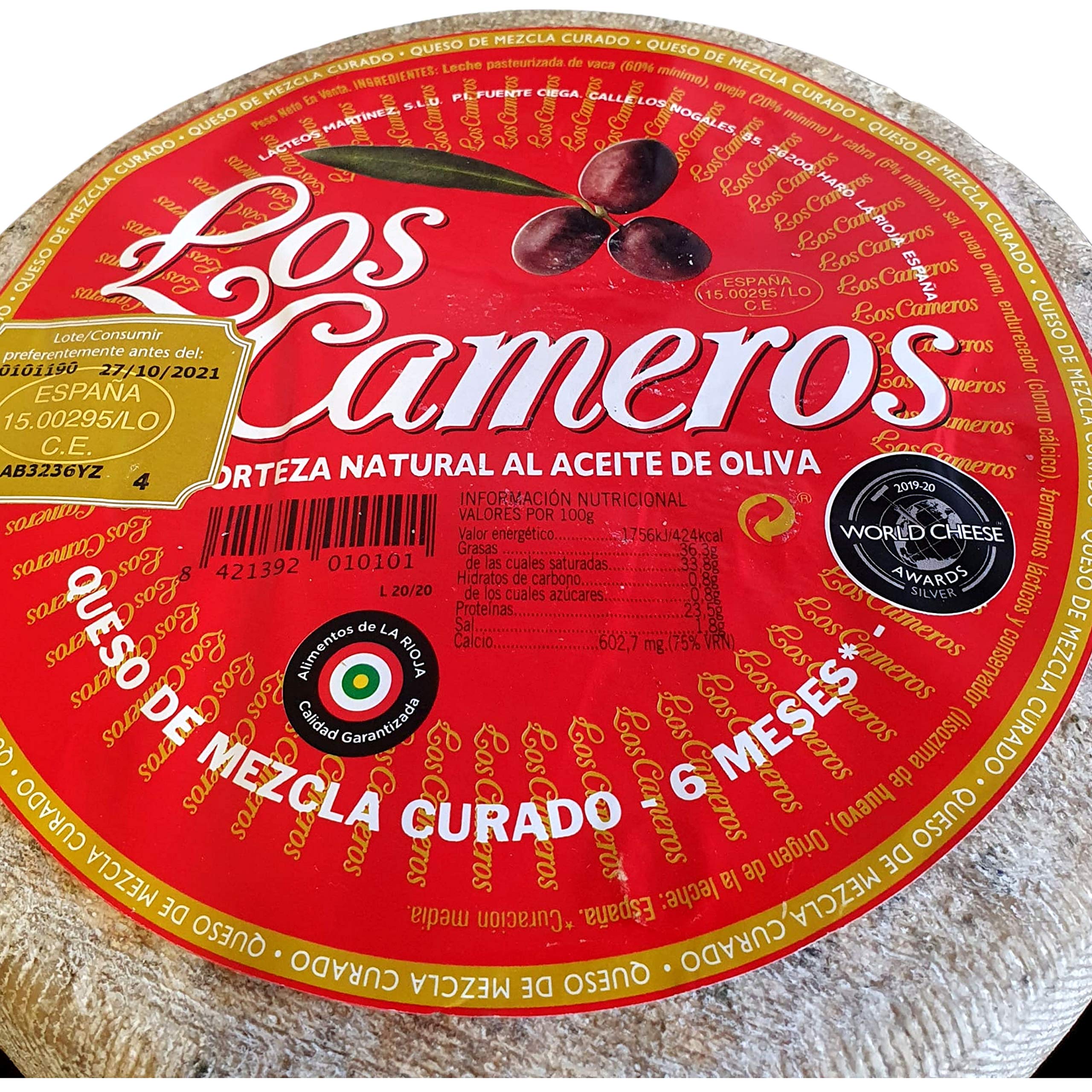 Queso Curado Los Cameros Etiqueta Roja Medio Queso 1.7 kg Mezcla Cabra Vaca Oveja