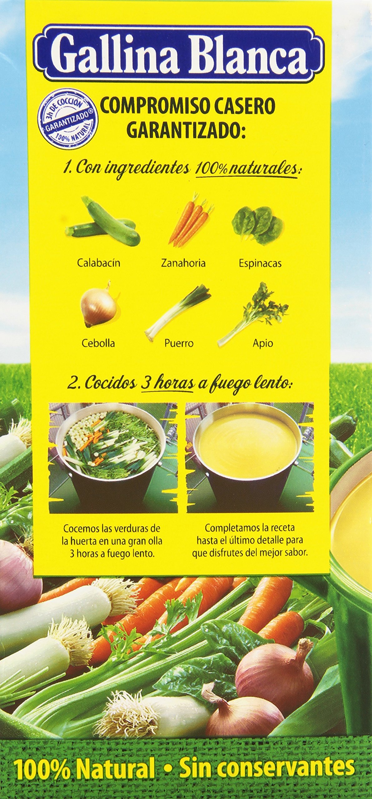 Gallina Blanca - Caldo casero de verduras - 100% Natural - 1 l - [pack de 3]