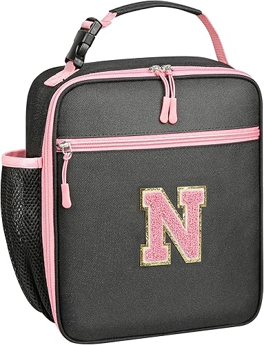 Miniatura 18 de Lonchera con inicial para mujeres y niñas, lonchera aislada con letra de monograma, bonita lonchera térmica personalizada para adolescentes, niños y
