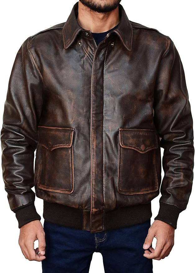 G1 Jacket Distressed Brown US Navy Air Force Flight Bomber WW2 