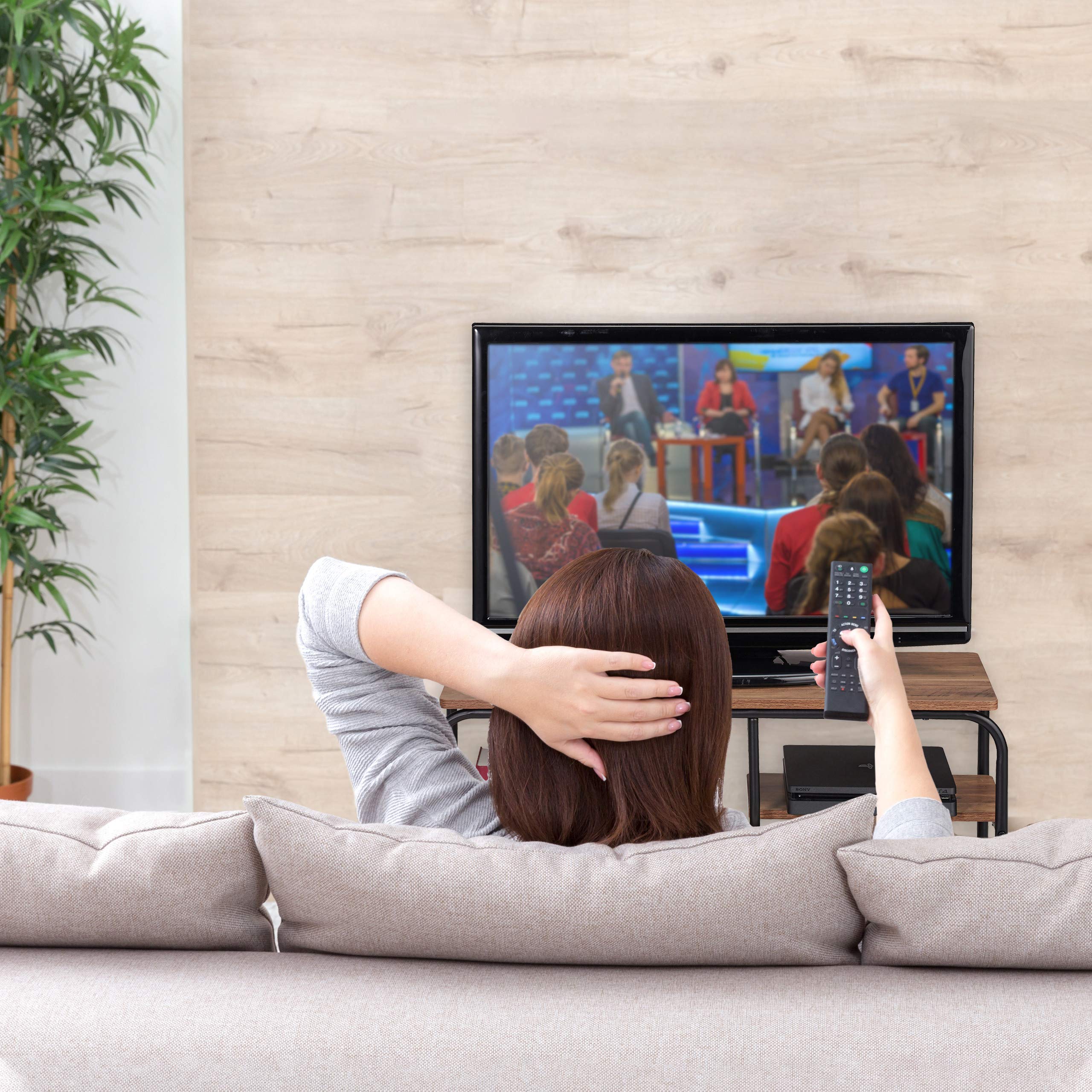 Relaxdays Mobile TV, Design Industriale, per Ricevitore, Spazio per CD & Dvd, Tavolino TV, HxLxP: 43x90x35 cm, Marrone