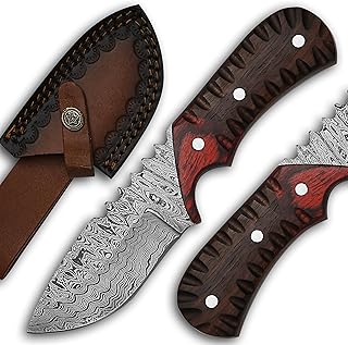 Custom Handmade Fixed Blade Damascus Steel Skinner Knife Full Tang With Leather Sheath 7.5 Inches - M&A KNIFE