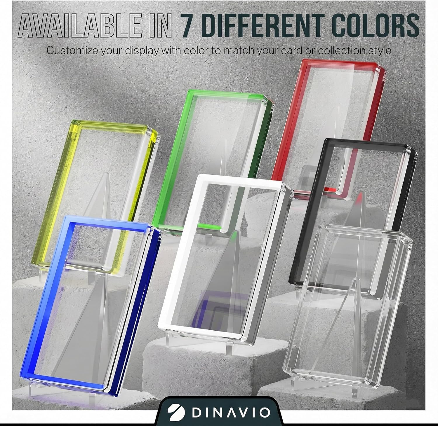 Dinavio Crafthouse PSA Graded Card Display Acrylic Case for Standard PSA and CGC Slabs - Slab Case - PSA Card Case - Graded Card Display Case - Updated Dimensions - Stand Included (Clear Border)