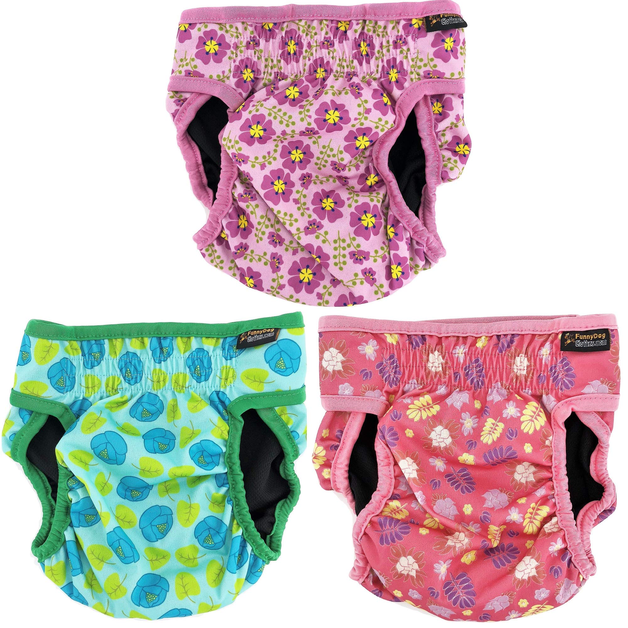 Opakowanie 6 pieluch dla kobiet z 4 warstwami chłonnych wkładek, majtki dla kota, wodoodporne, szczelne, nadające się do prania (L: talia 50-66 cm, opakowanie 6 wzorów)