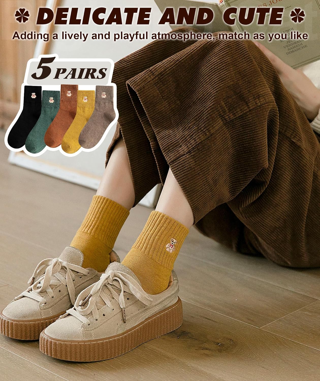 IIG Women's Fashion Cute Cotton Socks Novelty Funny Above Ankle Crew Socks Holiday Gifts for Women 4/5 Pairs - Image 6